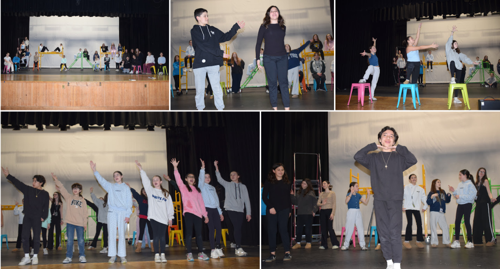 group of photos of kids acting on stage